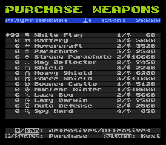 Shopping defensives screen.